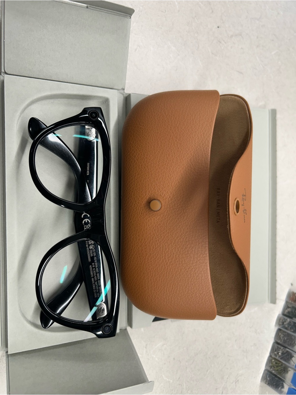 Classic Black Round Women’s Glasses with Tan Protective Case
